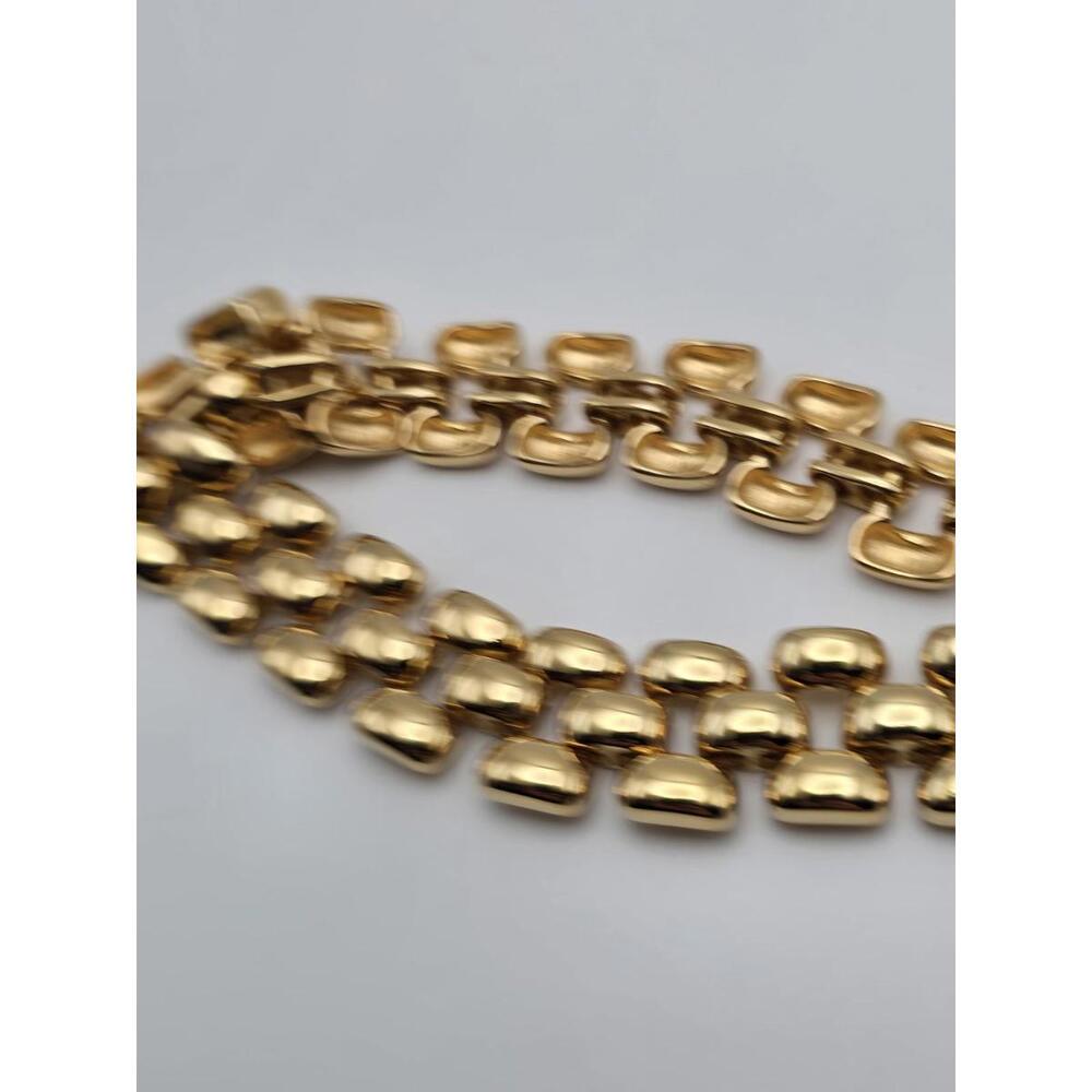 Vintage Erwin Pearl Chunky Choker Chain Necklace Gold Tone - Picture 6 of 7
